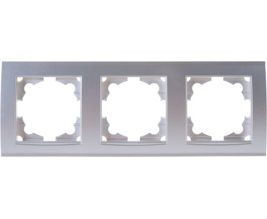 Рамка UNIVersal Бриллиант 3-х местная, горизонтальная, серебро 7949735 – изображение 3