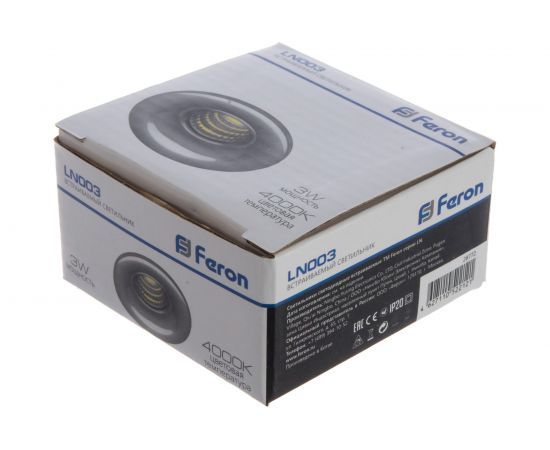 Встраиваемый светильник FERON светодиод 3W, 210 Lm, 4000К, хром, LN003 28772 – изображение 4