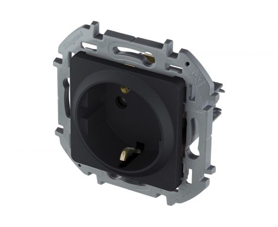 Розетка Legrand 2К+З со шторками - немецкий стандарт - 16 А - 250 В - INSPIRIA - антрацит 673733 – изображение 4