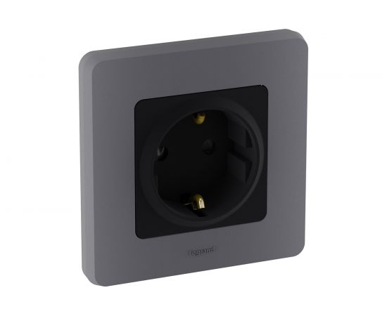 Розетка Legrand 2К+З со шторками - немецкий стандарт - 16 А - 250 В - INSPIRIA - антрацит 673733 – изображение 5