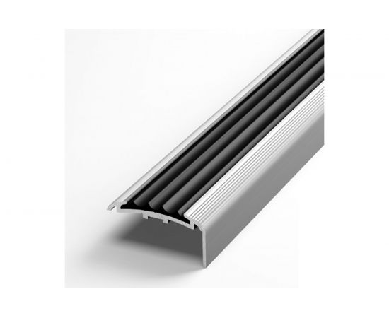 Порог угловой алюминиевый (40х20 мм; 2.7 м; без покрытия; черная резинка) Лука УТ000023695 