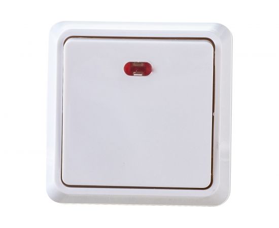 1-клавишный выключатель IEK ОКТАВА белый, с индикатором EVO11-K01-10-DC 