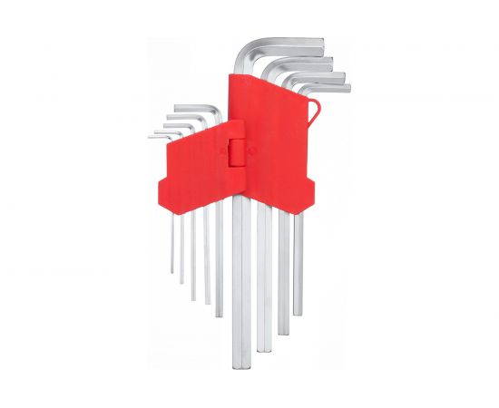 Набор Г-образных шестигранных удлиненных ключей INTERTOOL 9ед., 1.5-10мм, Cr-V, 55 HRC HT-0602 