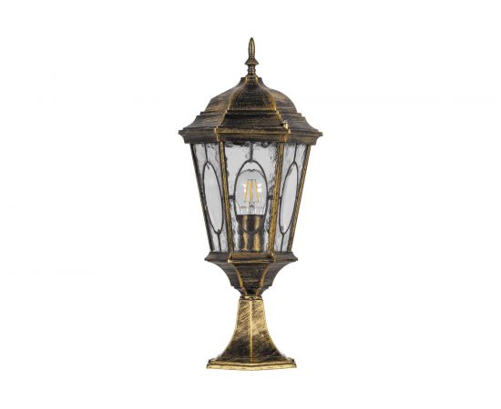 Садово-парковый светильник, шестигранный на постамент 60W E27 230V, черное золото Feron PL163 11330 