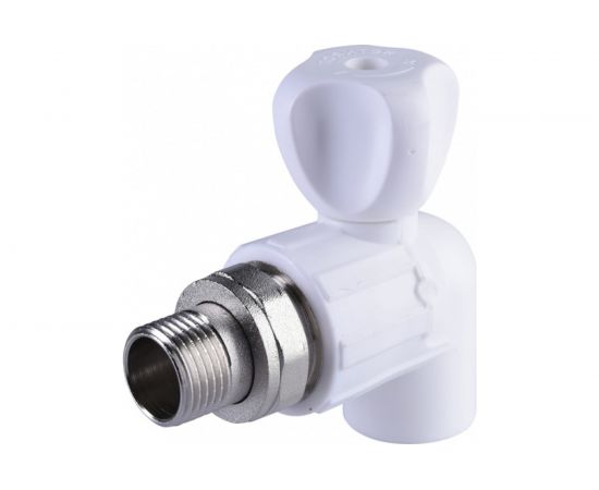 Шаровой кран Политэк для радиатора угловой ПП 20х1/2 американка 9910022012 