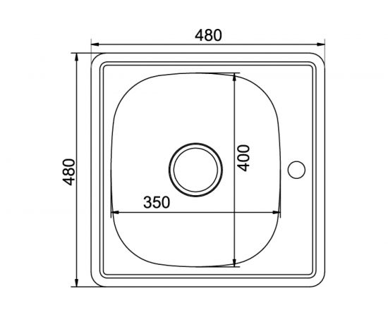 Врезная мойка mixline 48х48х16 см, 0.6, выпуск 3 1/2, с сифоном 528187 – изображение 2