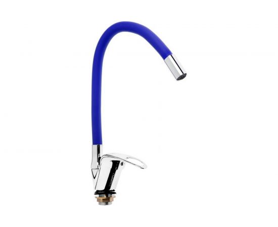 Смеситель для кухни ZEIN 2112, однорычажный, гибкий излив, картридж 40 мм, синий/хром 5478292 – изображение 2