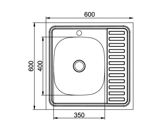 Мойка mixline 60х60х16 см, 0.4, правый выпуск 1 1/2 527969 – изображение 2