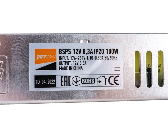 Драйвер Jazzway BSPS 12V 8,3A 100W IP20 5024342 – изображение 3