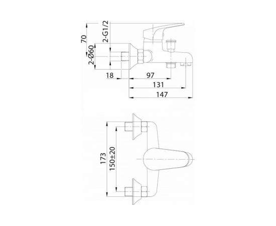 Смеситель для ванны Milardo Simp SIMSB00M02 – изображение 3