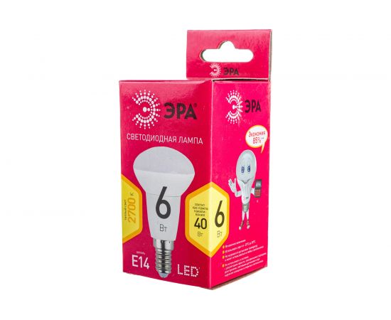 Светодиодная лампочка ЭРА RED LINE LED R50-6W-827-E14 R 6Вт рефлектор теплый белый Б0050699 – изображение 4