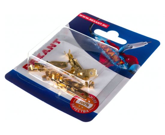 Плоская клемма штекер REXANT 6,3 мм РП-п 1.5-(6.3) L20 мм латунь 10 шт 06-0398-A – изображение 4