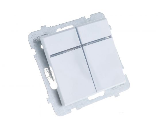 Выключатель Ospel Sonata, 2-клавишный, с подсветкой, без рамки, белый LP-2RS/m/00 – изображение 4