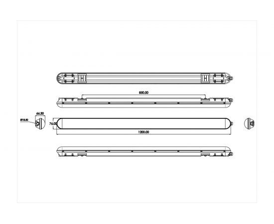 Линейный светодиодный светильник ЭРА SPP-201-0-65K-036 IP65, 36Вт, 3420Лм, 6500К, 1200мм, матовый, 12/120 Б0047175 – изображение 5