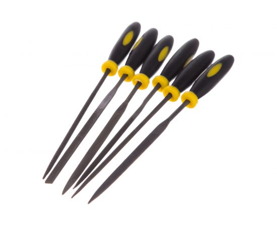 Надфили, прорезиненная ручка, 5х150 мм, 6 шт FIT IT 42172 