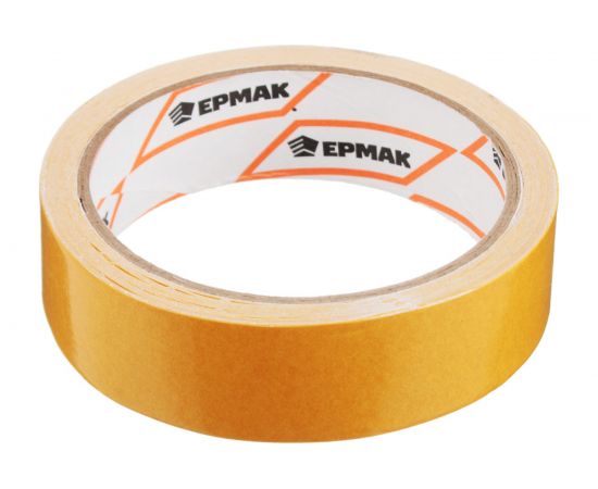 Двухсторонняя клейкая лента ЕРМАК 25 мм х 10 м, полипропилен, инд. упаковка 669-187 