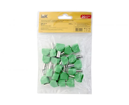 Наконечник-гильза IEK, НГИ2 16-14 зеленый 20шт UTE10-4-D16-0-100 