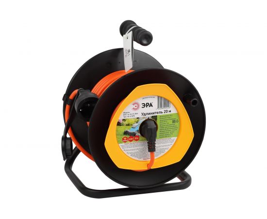 Силовой удлинитель ЭРА RPx1e3x1.5-20m, на пластиковой катушке, с заземлением, 20м, 1 гнездо, ПВС 3х1.5 Б0046837 