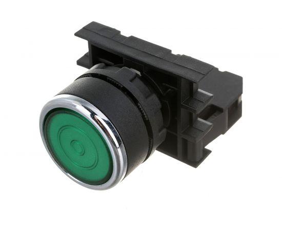 Нажимная кнопка Emas круглая зелёная, с фиксацией, 1НО, серия B, 250В AC, 4А, B100FY 