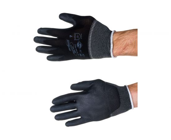 Перчатки Manipula Specialist МИКРОПОЛ TPU-12, нейлон, полиуретан частичный, оверлок, цвет черный Пер 612/7 