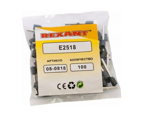 Изолированный штыревой втулочный наконечник REXANT F-18 мм, 2.5 кв.мм, синий 08-0818 – изображение 2