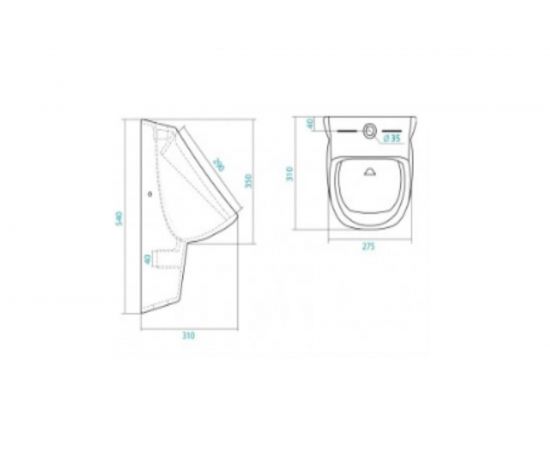 Писсуар Santek Гала наружный подвод воды, с креплением 1WH301774 435299 – изображение 2