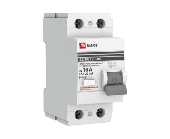 Выключатель дифференциального тока УЗО EKF 2п 16А 30мА АС PROxima elcb-2-16-30-em-pro 8469014 – изображение 2