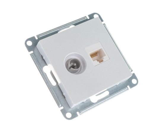 Двойная компьютерная+ТВ розетка Schneider Electric ATLASDESIGN RJ45+TV, категория 5E, ЖЕМЧУГ ATN000489 – изображение 3