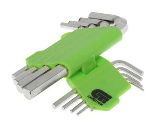 Набор коротких имбусовых ключей HEX, 1.5-10мм, 45Х, 9 шт, никель СИБРТЕХ 12317 – изображение 3