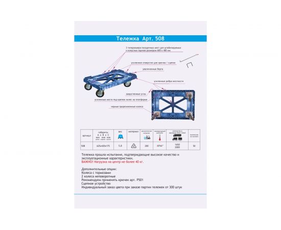 Тележка Тара.ру 600х400 мм, синяя 08168 – изображение 4