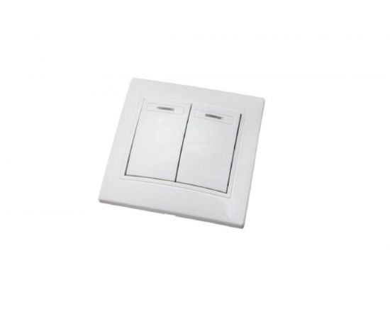 2-клавишный выключатель АБК-СИЛА с подсветкой 10А ПАНДОРА белый 5401205 