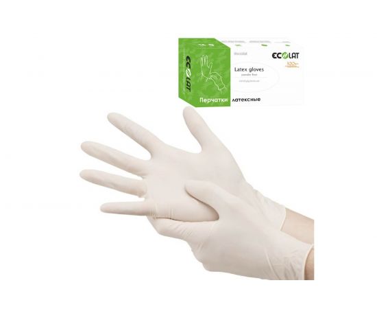 Диагностические смотровые перчатки из латекса EcoLat 2020/M 