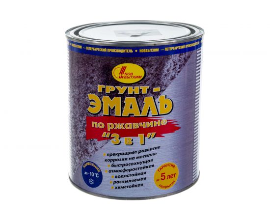 Грунт-эмаль по ржавчине 3в1 НОВБЫТХИМ темно-зеленая 3 л 1/6 29492 