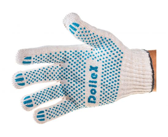 Перчатки х/б с ПВХ Dollex 5 ниток, 200 пар, белые 37389 