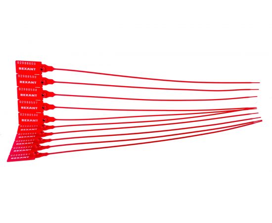 Номерная пломба для опечатывания REXANT пластиковая 320 мм красная 50 шт 07-6131 