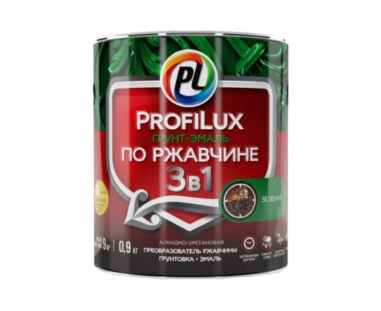 Грунт-эмаль Profilux по ржавчине 3в1 зеленая 0,9 кг Н0000003479 