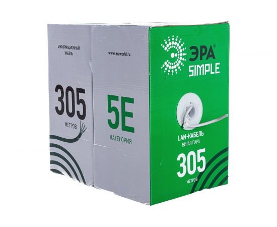 Кабель витая пара ЭРА U/UTP 2x2x24AWG Cat5e, CCA, PVC, 305м, SIMPLE 2/30 Б0044433 – изображение 4