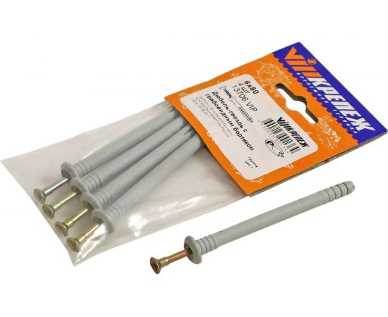 Дюбель-гвоздь с грибовидным бортиком VIPкрепеж 6х80, 4 шт. 13706 VIP – изображение 4