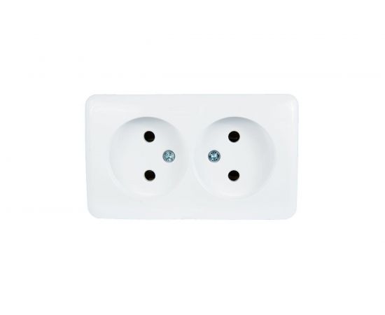 Двойная розетка Lezard VIOLA без заземления, закрытый корпус, керамика, белый 751-0200-128 