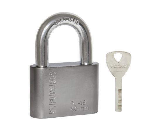 Навесной замок Fuaro PL-15-50 Nickel диск. 4 кл., блистер 42285 