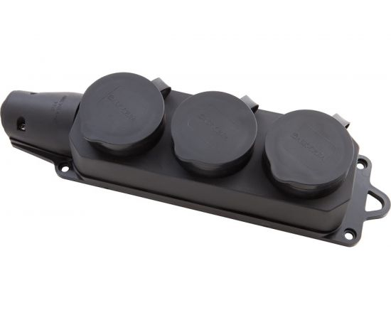 Трёхместный розеточный блок АБК-СИЛА с крышками каучук 16А 220В IP- 44 2903032 