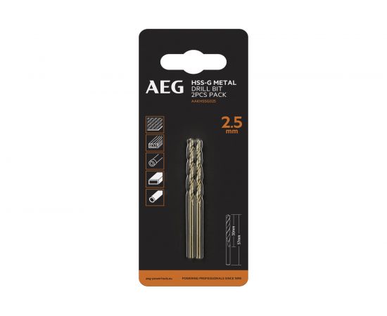 Сверло HSS-G (2 шт; 2.5х30х57 мм) AEG AAKHSSG025 4932479305 