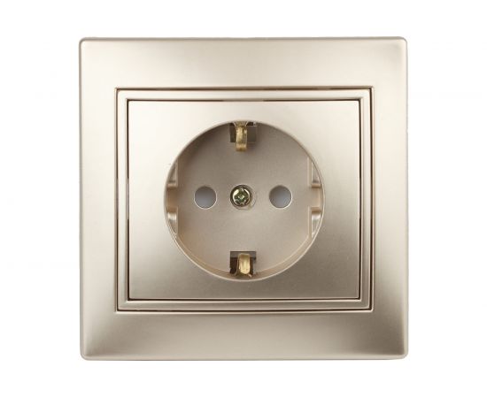 Розетка Intro 120604 2PE Schuko со шторками, 16А, 250В, IP20, СУ, Plano, Б0030075 