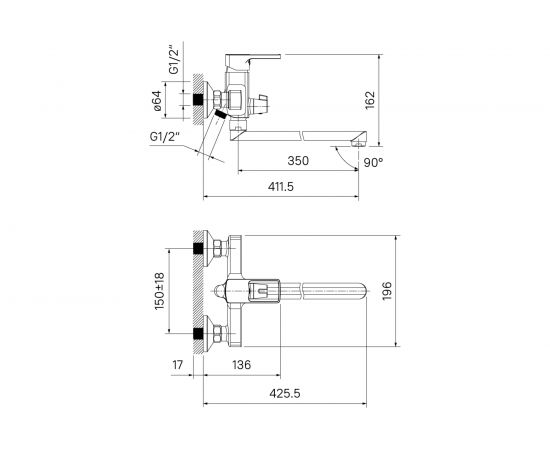 Смеситель IDDIS Bild для ванны с длинным изливом BILSB00i10WA – изображение 15