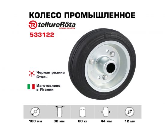 Колесо для тележки под ось (100 мм; 80 кг) Tellure rota 533122 – изображение 2