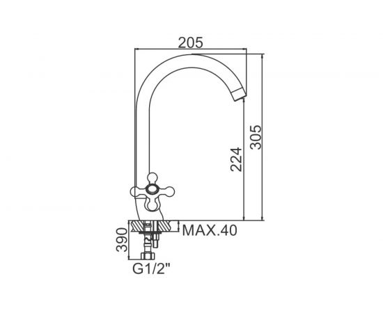 Смеситель для кухни LEDEME литой излив, крест, керамика L4319 89595 – изображение 2
