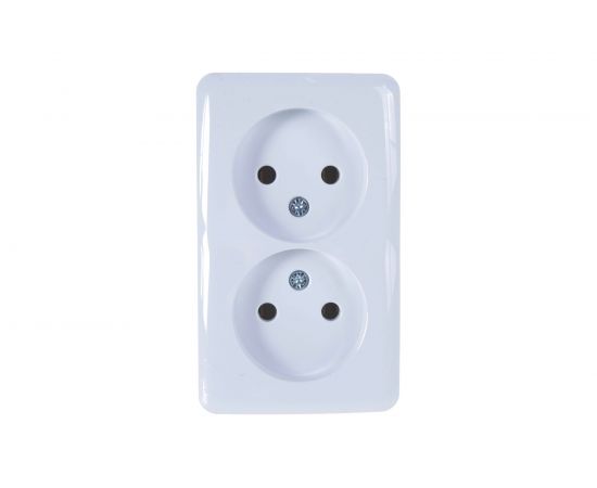 Двойная розетка Lezard VIOLA без заземления, закрытый корпус, керамика, белый 751-0200-128 – изображение 2