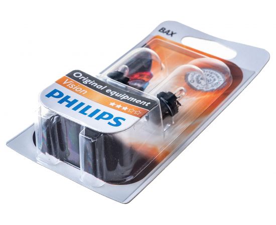 Автолампа PHILIPS BAX1.2W с черным патроном BAX8.5d,2, 2шт 12V 1,10,200 12598B2 – изображение 2