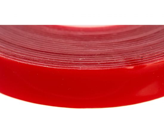 Акриловая двусторонняя клейкая лента STEKKER 0,8х12мм, длина 5м, прозрачный, красная подложка 39145 – изображение 3