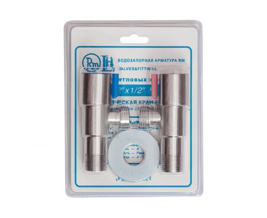 Комплект угловых кранов RM 1/2 х 1/2 НР-НР нержавеющая сталь AISI304 ATS-1212-2 – изображение 3